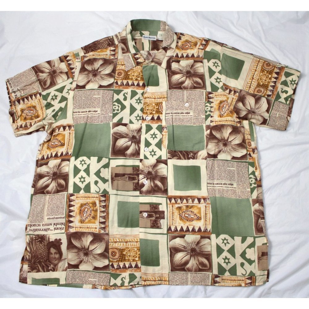 Barry Bricken Men's Short Sleeve‎ Button Front Shirt Size XL